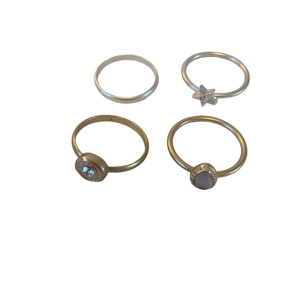 Lavender Stone Two-Tone Delicate Ring Stack. So Pretty! - Picture 6 of 7